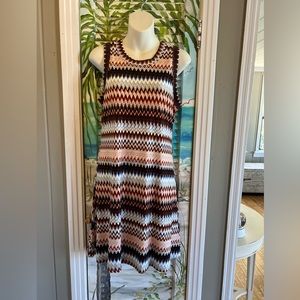Karen Kane Multicolored Zig - Zag Pattern, Sleeveless Women’s Dress Size Medium